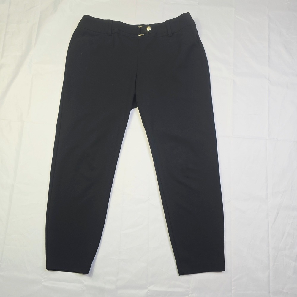 Soho Women's Knit Tapered Pants Size 12 (PL) Black Gold Button High Rise E33